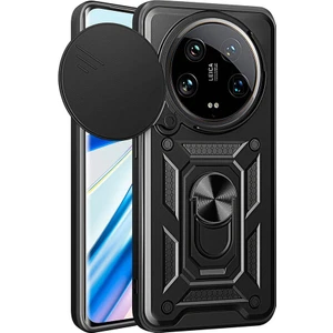 Xiaomi Mi 14 Ultra Kılıf Magnetik Stand Olabilen Kamera Korumalı Kapak - Siyah + Nano Ekran Koruyucu