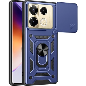 Tekno Grup Infinix Note 40 Pro Kılıf Magnetik Stand Olabilen Kamera Korumalı Vega Kapak - Lacivert + Nano Ekran Koruyucu