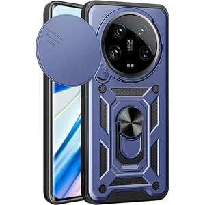 Xiaomi Mi 14 Ultra Kılıf Magnetik Stand Olabilen Kamera Korumalı Kapak - Lacivert + Nano Ekran Koruyucu