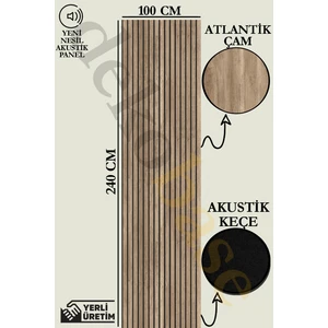 100X240 cm Atlantik Çam Renk Akustik Ahşap Duvar Paneli