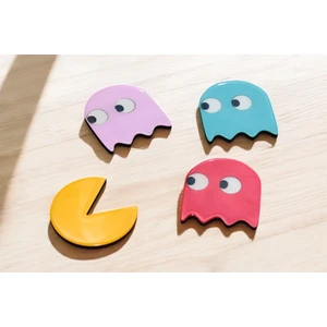 Ylndesign Wood&Craft Pac-Man Temalı El Boyaması ve Epoksi Kaplamalı Bardak Altlığı