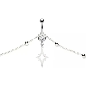 Vücut Zincirli Kuzey Yıldızı Sallantılı Çelik Göbek Piercing
