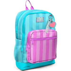 Coral High Turkuaz Pembe Çizgili Dört Bölmeli Okul Sırt Çantası 23771