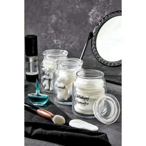 Fbz Home 3'lü Cam Pamukluk Seti 300 ml Banyo Düzenleyici Organizer