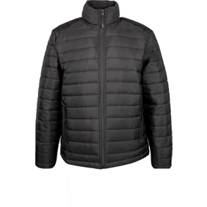 Siyah Regular Fit Hakim Yaka Şişme Mont