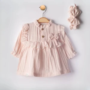 Babyzey Müslin Düğmeli Bandanalı Elbise