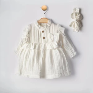 Babyzey Müslin Düğmeli Bandanalı Elbise