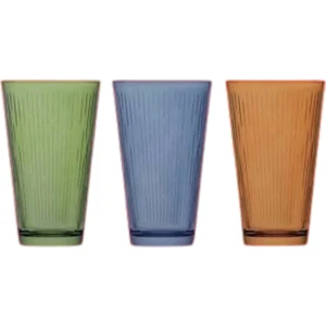 Coral Nora Boyalı 3'lü Renkli Meşrubat Bardağı 325 cc