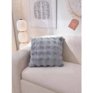 Feel Home Bubble Tavşan Tüyü, Çift Taraflı, Gizli Fermuarlı Pofuduk Kırlent Kılıfı 40x40 Gri