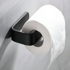 Güçlü 3 m Bant Yapışkanlı Tuvalet Kağıtlığı Metal Siyah Tuvalet Kağıtlık