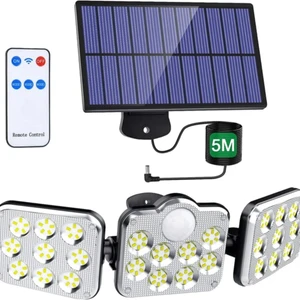 Kumandalı Solar Güneş Enerjili 138 Ledli Hareket Sensörlü Bahçe Aydınlatma Açık Alan Lambası