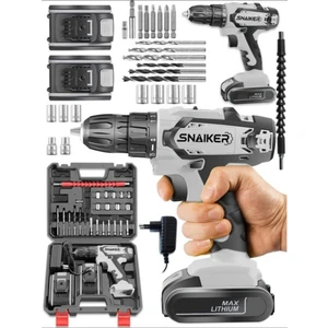 12 V 1.2 Ah Darbeli Metal Şanzuman Bakir Sargılı Çift Akülü Şarjlı Vidalama Matkap 24 Parça Set