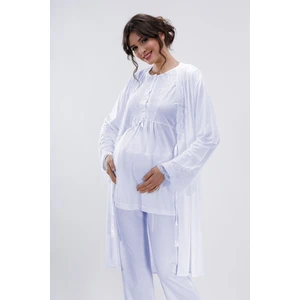 Mavi Hamile ve Lohusa Pijama Takımı 3'lü Set