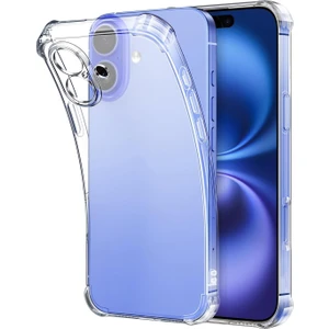 Caseart Apple iPhone 16 Kapak Kamera Korumalı Airbag Antishock Köşe Korumalı Şeffaf Silikon Kılıf