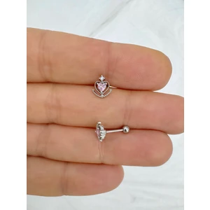 Ares Collection Pembe Kalpli 1 Adet Tragus Helix Lobe Conch Uyumlu Piercing Küpe