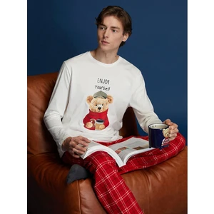 Lc Waıkıkı Ekru Standart Kalıp Ayı Teddy Baskılı Erkek Pijama Takımı