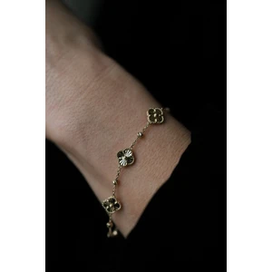 Yenigün Kuyumculuk 14 Ayar Altın Dorika Detaylı Şans Yoncaları Bileklik 3