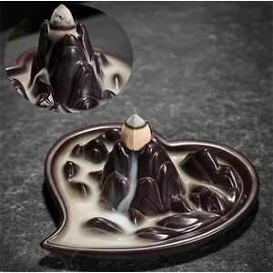 MVT TASARIM Kalp Şeklinde Himalaya Dağ Geri Akış Tütsülük - Oda Kokusu - ALTIN ESKİTMELİ