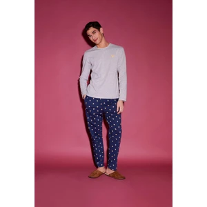 Pijama Takımı Baskılı Uzun Kollu Üst Beli Lastikli Uzun Alt E5889AX25SP