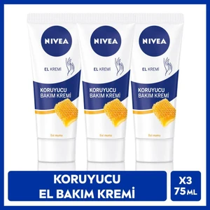 Koruyucu Bakım El Kremi 3×75 ml Hızla Emilim ve Yumuşaklık İçin Bal Mumu İçerir