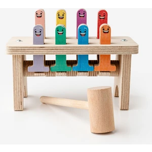 Hareketli Ahşap Çak-Çak Oyunu / 1+ Yaş / Montessori Eğitici ve Öğretici Renkli Ahşap Oyuncak / Güvenli ve Eğlenceli Çocuk Oyuncağı