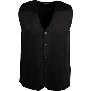 Siyah Regular Fit V Yaka Yünlü Triko Yelek