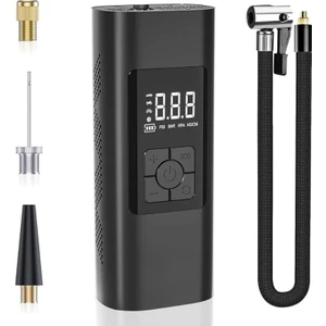Elektrikli Hava Pompası, Bisiklet Pompası, Elektrikli, 150 Psi, 6000 Mah Pilli Hava Pompası, LCD Gerçek Zamanlı Lastik Basıncı Izleme, Led'li ve USB Çıkışlı Akülü Kompresör, Bisiklet, Araba, Pompası