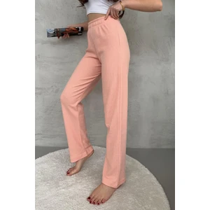 Kadın Yavruağzı Yüksek Bel Fitilli Bol Paça Günlük Ince Eşofman Altı Pijama