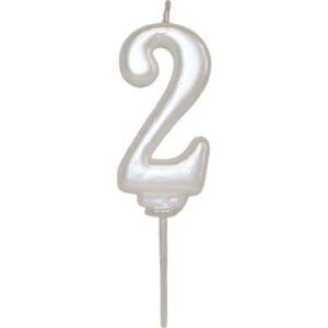 2 Yaş Yeni Inci Beyaz Rakam Mum
