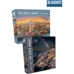 1000 Parça 2 Adet Puzzle Seti İstanbul Evening ve Santorini