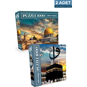 1000 Parça Puzzle Seti Kudüs ve Kutsal Kabe 2 Adet Dayanıklı Malzeme ile Canlı Renkler