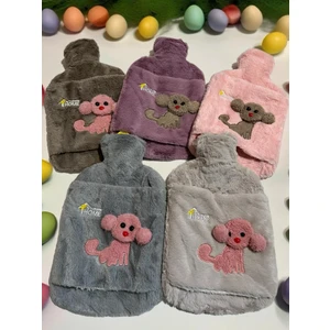 Peluş Kılıflı Köpek Emojili Sıcak Su Torbası 2  lt Cepli El Geçmeli Sıcak Su Torbası