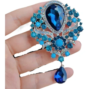 Avrupa ve Amerikan Yeni Moda Retro Tarzı Kristal Broş Alaşım Kakma Taklidi Broş Renk Kolye Korsaj Giyim (Yurt Dışından)
