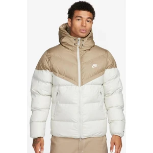 Storm Fit Windrunner Primaloft Filled Full Zip Hoodie Kısa Erkek Mont Kahverengi Beyaz