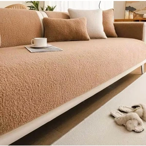 Teddy Kıvırck  Peluş Üç Kişilik Koltuk Için ( 1ADET ) Sadece Oturma Alanı Örtü  80 x 190 cm  (Açıkkahve)