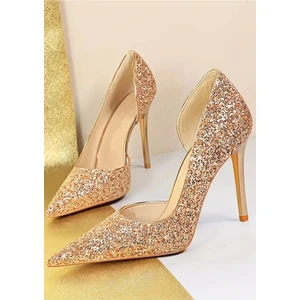 Trendy Anka Lady Nude Roze Ten Kristal Taşlı Cam Kırığı 8 cm Ince Topuklu Düğün Nişan Gece Abiye Ayakkabı