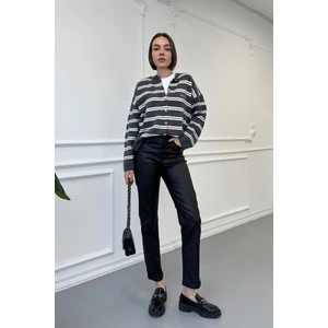 Kaplamalı Boyfit Jean- Siyah