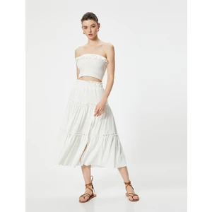 Midi Etek Katlı Beli Lastikli Astarlı
