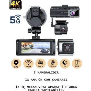 Dashcam Araba Çift 1080P Kızılötesi Gece Görüş Dash Cam 32GB Sd Kart ile Ön Iç, 310 ° Geniş Açı, Park Izleme ve Hareket Algılama ile Araç Kamerası, G-Sensör, Döngü Kayıt, Şarj Edilebilir Pil