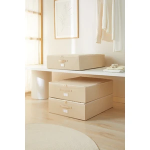 Ocean Home Textile 3'lü Büyük Boy Bej Balıksırtı Destekli Hurç Set 55 x 70 x 18  cm