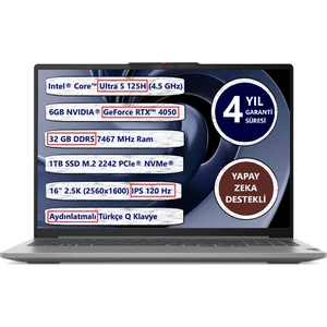 Ideapad Pro 5 83D4008BTR  16IMH9 Intel® Core™ Ultra 5 125H 32GB 1tb SSD 6gb RTX4050 120Hz 16" Freedos