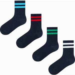 Erkek Çocuk Double Stripe Lacivert 4lü Soket Çorap