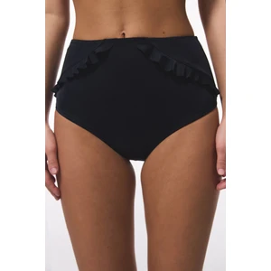 Siyah New High Ruffle Yüksek Bel Bikini Altı