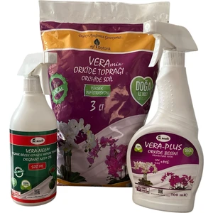 Orkide Toprağı 3 Lt (Ithal Cocohusk) - Çiçek Açtıran Bitki Besini 500 ml - Böcek Kovucu 500 ml