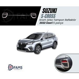 Suzuki S-Cross 2022 Üzeri Arka Tampon Reflektör Kromu 5 Parça Paslanmaz Çelik
