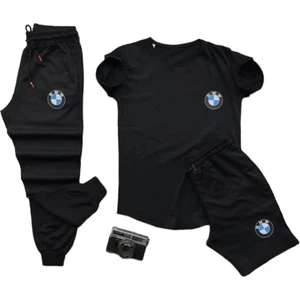 Yoho Sport Bmw Baskılı Original Ünisex Yazlık T-Shirt ve Eşofman Altı 3 Li Set Combin Takım