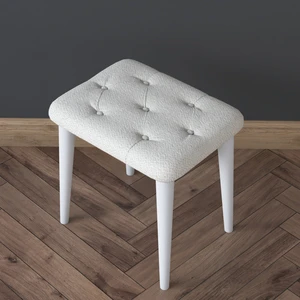 BM101 Puf Ahşap Ayaklı Tabure Beyaz