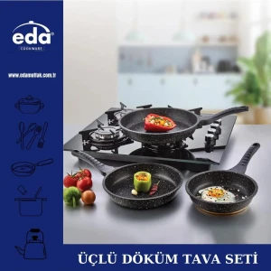 Granit Döküm Tava Seti 20-24-28 Siyah