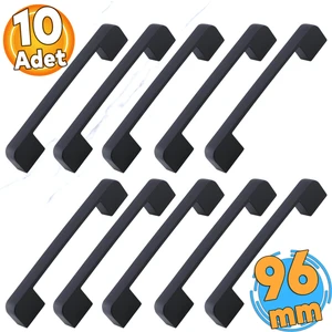 10 Adet Radus Siyah Metal Kulp 96 mm - 9.6 cm Mobilya Çekmece Mutfak Dolabı Dolap Kulpları Kulbu Kulpu