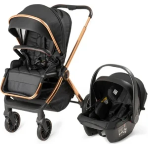 Pro Max2 I-Size Çift Yönlü Kolay Katlanabilen Su Geçirmeyen Travel Sistem Bebek Arabası Black Yağmurluk Yanında Black